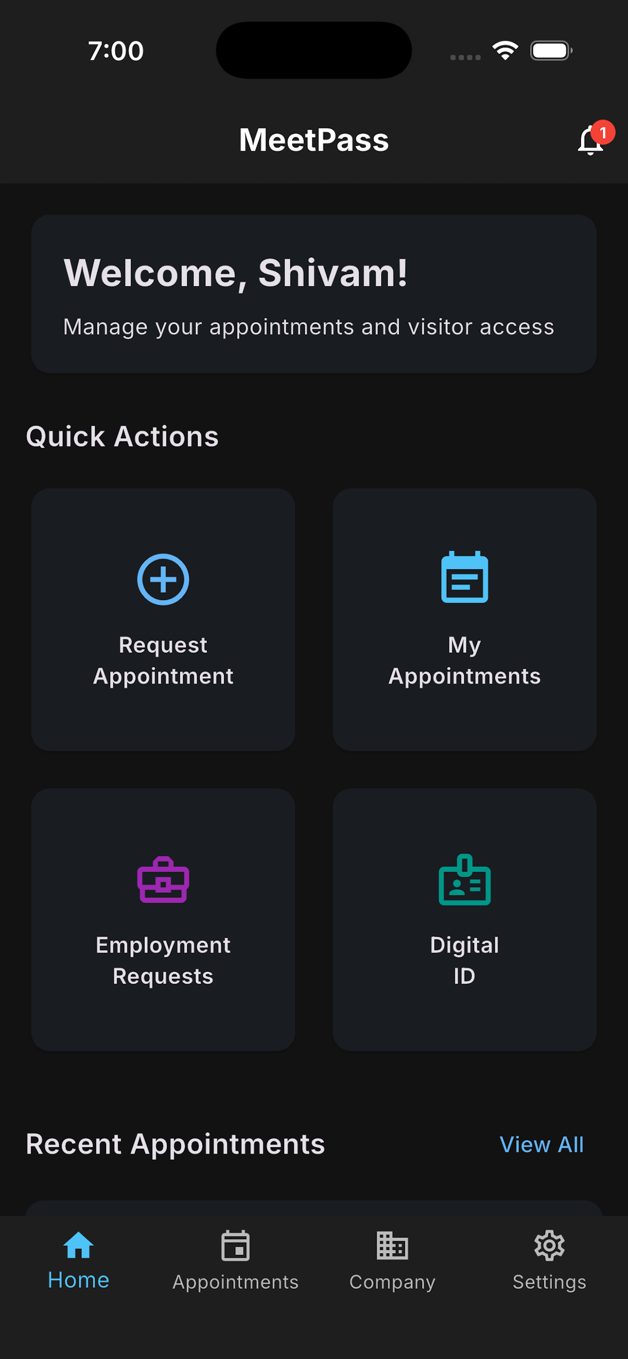 MeetPass app screen 2